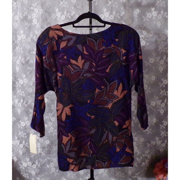 Vintage 80s Floral Blouse 1980s Dark Romantic Whimsigoth Top Size Medium - Picture 2 of 10